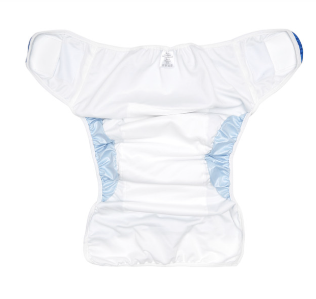 blue swim diaper, in control - interior